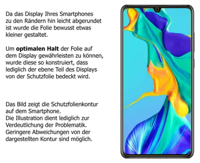 A smartphone screen with a colorful abstract wallpaper, next to descriptive text about a screen protector.