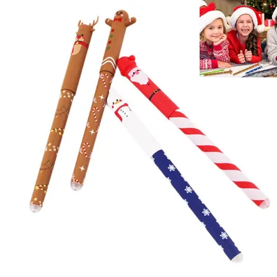 Produktbild von 8er Set löschbare Weihnachts-Gelstifte, festliche Kugelschreiber mit Motiven von Weihnachtsmann, Schneemann, Lebkuchenmann & Rentier
