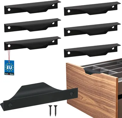 Obrázek produktu pro KOTARBAU® Sada 6 nábytkových úchytek Nábytkové úchytky Skříňové úchytky 96 / 116 mm ZnAl kuchyňské úchytky Černé úchytky Nábytková úchytka Profilová úchytka Úchytky na dveře Kuchyňské úchytky do zásuvek Úchytky pro kuchyňské skříňky Moderní