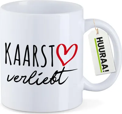 Produktbild von Huuraa Kaffeetasse Kaarst verliebt 330ml Weiß Keramik Kaffeebecher Geschenkidee