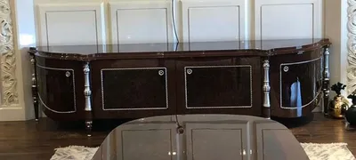 Produktbild von Casa Padrino Luxus Barock TV Schrank Braun / Silber - Edles Wohnzimmer Sideboard mit 4 Türen - Hochwertige Barock Möbel