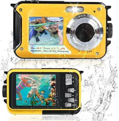 Obrázek produktu pro Digitální podvodní kamera, 3 m, FHD, video, 30 MP, foto, 16násobný digitální zoom, s 32 GB paměťovou kartou pro pořizování fotografií při potápění a plavání