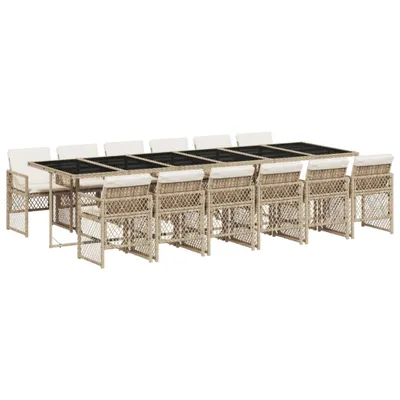 Produktbild von vidaXL 13-tlg. Garten-Essgruppe mit Kissen Beige Poly Rattan