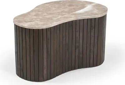Produktbild von Couchtisch Nomi Mangoholz Dunkel Marmor Hell 70 x 50 x 38 84 x 73 x 38 cm