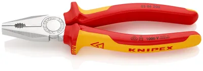 Produktbild von Knipex Kombizange DIN ISO 5746 Länge 200mm VDE- Chrom Mehrkomponenten-Hüllen - 03 06 200 SB