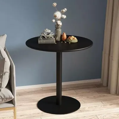 Produktbild von Industrieller runder Bistrotisch – hoher Bartisch für Küche und Esszimmer, einfache Montage, matte schwarze Oberfläche, geeignet für Garten und Cafeteria