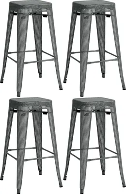 Produktbild von CLP 4er Set Metall Barhocker Fletcher stapelbar grau
