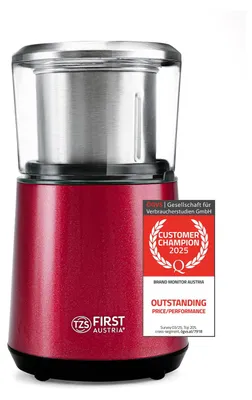 Elektrische Kaffeemühle, 200 W, 27.000 U/min, 4 Messer, 50 g, rot