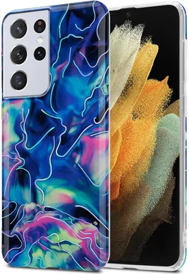 Produktbild von Cadorabo Schutzhülle für Samsung Galaxy S21 ULTRA Hülle in Blau TPU Handyhülle Etui Case Cover