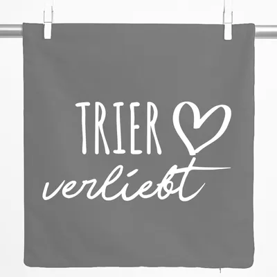 Produktbild von Huuraa Kissenbezug Trier verliebt 40x40cm Steel Grey Baumwolle Dekokissenbezug Geschenkidee