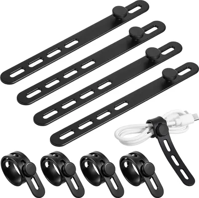 Produktbild von 10 Stück Silikon Kabelbinder - Verstellbare Wiederverwendbare Kabelbinder - Multifunktionaler Kabelorganisator für Büro, Küche, Schule