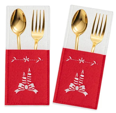 Produktbild von Tischbesteckhülle, 4-teilig, rechteckige Bestecktasche, Silberbestecktuch für Hochzeiten, Besteckhalter für Weihnachten