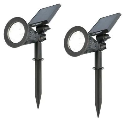 Produktbild von hoftronic Solar Gartenstrahler 2x 2W 6000K 200lm IP65 schwarz schwenkbar