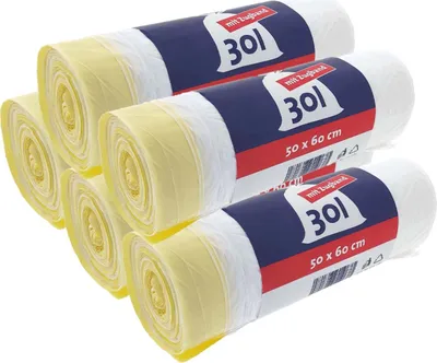 Produktbild von Müllbeutel 30 L weiß  mit Zugband 5 Rollen