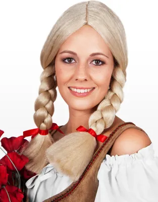 Produktbild von Blonde Perücke mit dicken Zöpfen