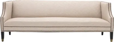 Produktbild von Casa Padrino Luxus Sofa Sandfarben / Schwarz / Antik Messingfarben 210 x 80 x H. 75 cm - Wohnzimmermöbel