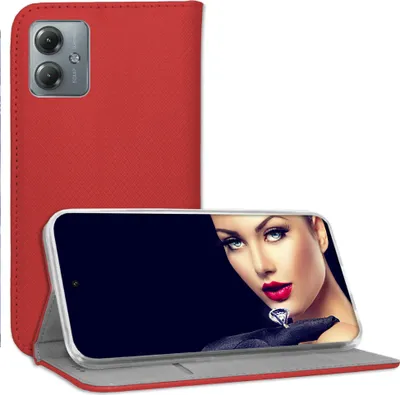 Immagine prodotto di Custodia protettiva Bookstyle a libro per Motorola Moto G14 (PAYF0010IN, 6,5'') - Rossa