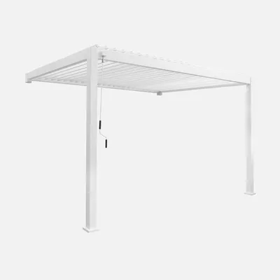 Immagine prodotto di Pergola bioclimatica 3x4m in alluminio addossata, lame orientabili , Bianco