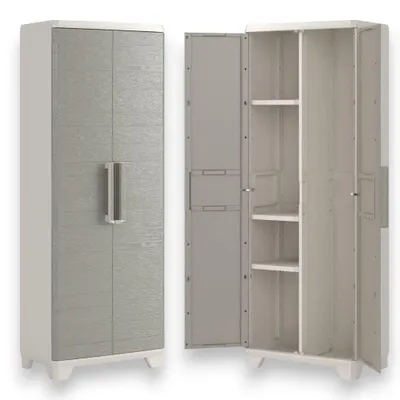 Image de Armoire de rangement extérieur en résine, imitation bois, à 2 portes, modèle Linear Wood de Keter