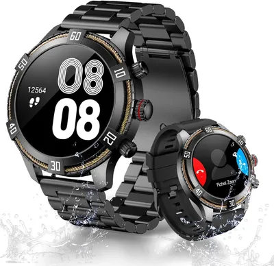 Produktbild von OHUGNA Smartwatch Herren mit Telefonfunktion, 1,43 Zoll AMOLED Display, 440 mAh Akku, 100+ Sportmodi, Fitnessuhr Android iOS