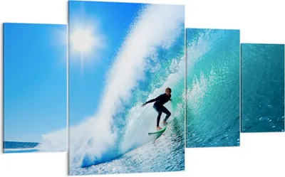 Produktbild von Bild auf Leinwand - Leinwandbild - Windsurfing strand ozean spaß - 160x90cm - Wand Bild - Wanddeko - Leinwanddruck - Bilder - Kunstdruck - Wanddekoration - Leinwand bilder - Wandkunst - DL160x90-2270
