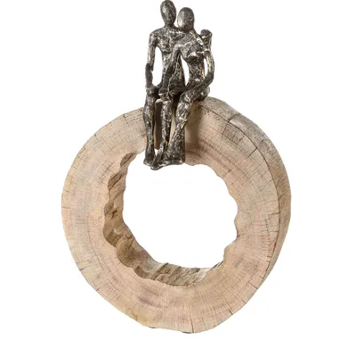 Zdjęcie produktu dla Gilde Skulptur, rund, "Together", Paarmotiv, Aluminium, Mangoholz, naturfarben, VE 1, L. 6 cm, B. 28 cm, H. 39 cm 71806 4001250718062