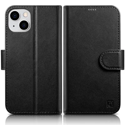 Zdjęcie produktu dla Icarer Oil Wax Wallet Case 2In1 Etui Iphone 14 Plus Skórzany Pokrowiec Z Klapką Anti-Rfid Czarny (Wmi14220723-Bk)
