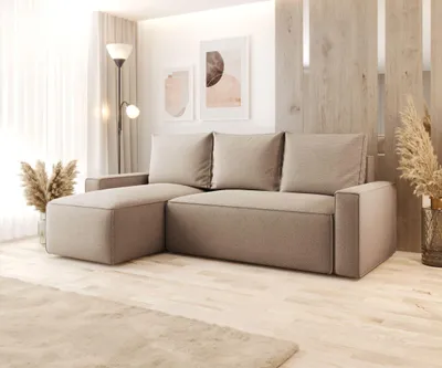 Produktbild von BEDANTE ECKSOFA mit Schlaffunktion SAVIO Curio 15 Beige Links L-Form Sofa mit Stauraum Bettkasten Wohnzimmersofa Couch Sofa Bettsofa Bettkasten Bettcouch