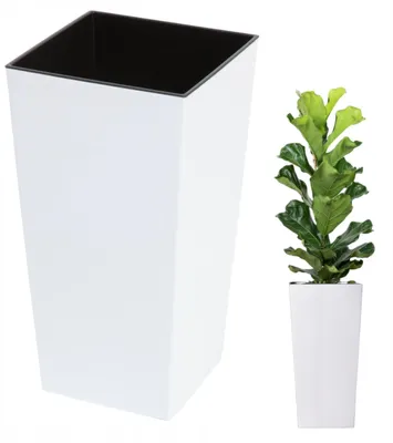 Produktbild von Kaj Quadratisches Hoch Pflanzgefäß 45x24 cm Weiß Hochglanz