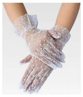 Produktbild von Damenhandschuhe mit Spitze, lang und gerafft, für den Abend