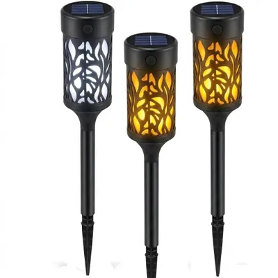 Produktbild von 3-teiliges Gartenleuchten,Runde LED Solarleuchte, wetterfest, 6–12 h Leuchtdauer, 5,8x5,8x50 cm, Solarlampen, energiesparend & robust, Garten & Balkon