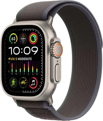 Image de Bracelet Apple Trail Loop pour Apple Watch | 44/45/46/49 mm - Taille M/L - Bleu et noir