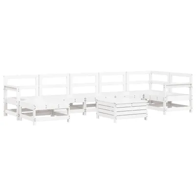 Produktbild von vidaXL 8-tlg. Garten-Sofagarnitur Weiß Massivholz Kiefer