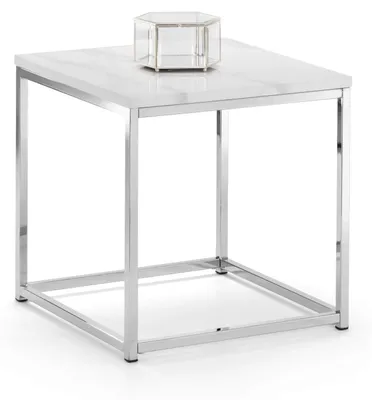Beistelltisch Scala, Marmoreffekt, verchromter Stahlrahmen