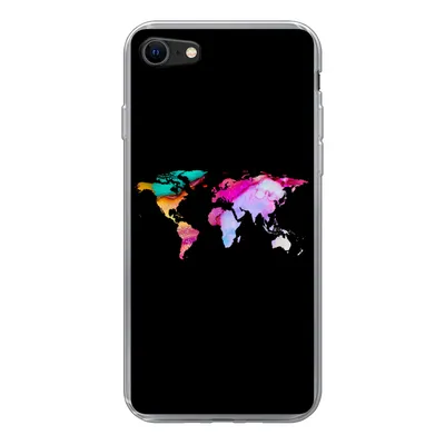Produktbild von MuchoWow® Handyhülle Schutzhülle Hülle für iPhone SE 2022 Weltkarte - Farbe - Aquarell Silikon Softcase Handy Hülle - Schutzhülle