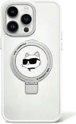 Produktbild von Karl Lagerfeld KLHMP15LHMRSCHH iPhone 15 Pro 6,1  weiß/weiß Hardcase Ring Stand Choupette Head MagSafe Handyhülle