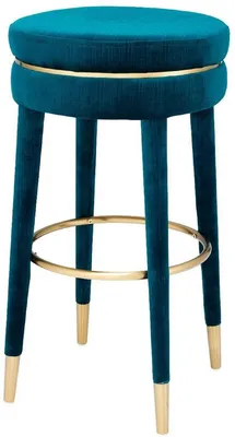Produktbild von Casa Padrino Luxus Barhocker Blau / Messing Ø 41 x H. 78 cm - Runder Samt Hocker - Luxus Möbel