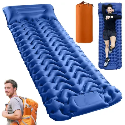 Produktbild von Juksun Camping Isomatte,selbstaufblasbare Camping Luftmatratze 198*72*8cm,mit Fußpumpe integriertem Kopfkissen kleines Packmaß für Outdoor Wandern