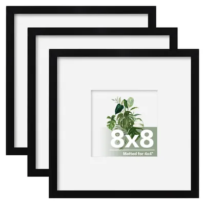 Fotolijst 20x20 cm, Acrylglas, Passepartout, 3er-Set, schwarz