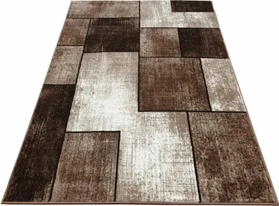 Obrázek produktu pro Geometrický kusový koberec 160x220 cm DEMIAN - hnědý / béžový