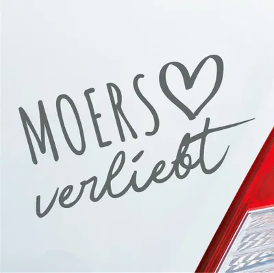 Produktbild von Auto Aufkleber Moers verliebt Herz Stadt Heimat Liebe Car 19x10 cm Grau Sticker Heckscheibenaufkleber