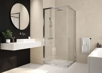 Produktbild von LEDA Duschwand Vista-Wand Eckzugang Schiebetür mit Profil Transparent 190 cm