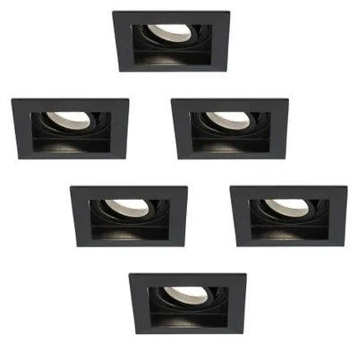 Image de HOFTRONIC - Spot LED encastrable carré 4W 345lm 4000K GU10 Noir orientable dimmable
