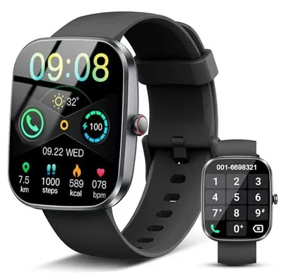 Produktbild von Smartwatch Damen Herren, 1.91'' Zoll HD Smart Watch mit Bluetooth Anrufe, Fitness Tracker Schrittzähler mit 110+ Sportmodi, Schlafmonitor SpO2 Herzfrequenz, IP68 Wasserdicht Fitnessuhr für Android iOS