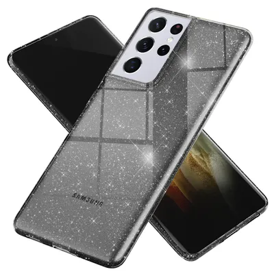 Produktbild von NALIA Glitzer Handy Hülle für Samsung Galaxy S21 Ultra, Case Cover Schutz Etui Schwarz