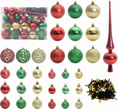 Image de Ensemble de Boules de Noël 61 pcs Multicolore Plastique