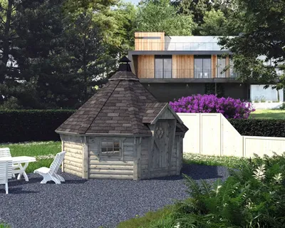 Produktbild von Grillkota Palmako Eva 11,4 m² inkl. Fußboden 419 x 419 cm tauchgrundiert grau