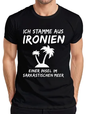 Immagine prodotto di I come from ironies of an island Umorismo sarcastico palme Maglietta da uomo, nero, XXL