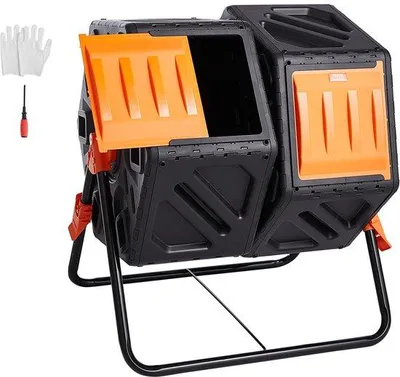 Produktbild von Famanu Kompostbehälter 140 Liter mit zwei Kammern, drehbar und mit Schiebetüren