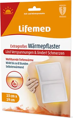 Produktbild von 3 x "Lifemed" Extragroßes Wärmepflaster 19 cm x 13 cm weiss